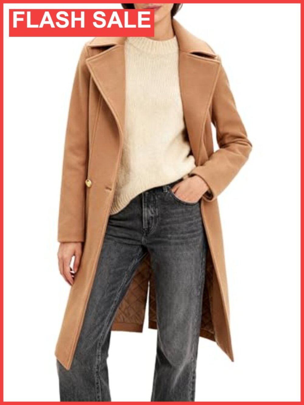Women's Long Notch Lapel Double-Breasted Peacoat Fall Winter Overcoat